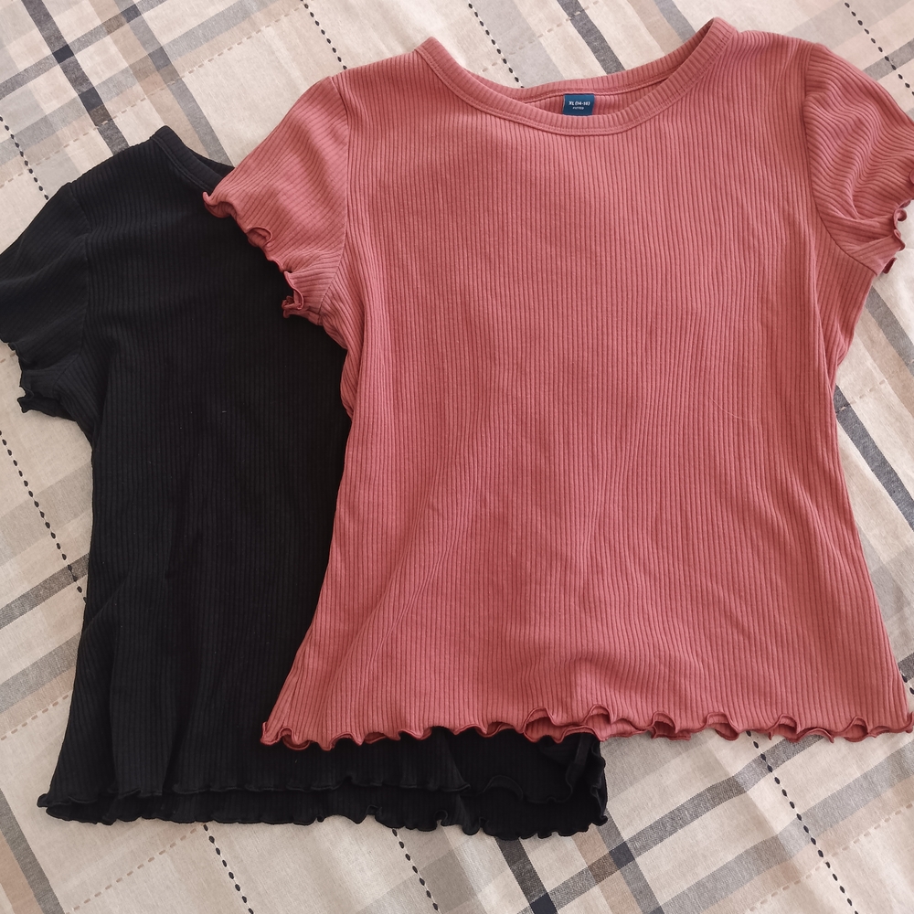 Old Navy Kids Ribbed Tees - Pink and Black